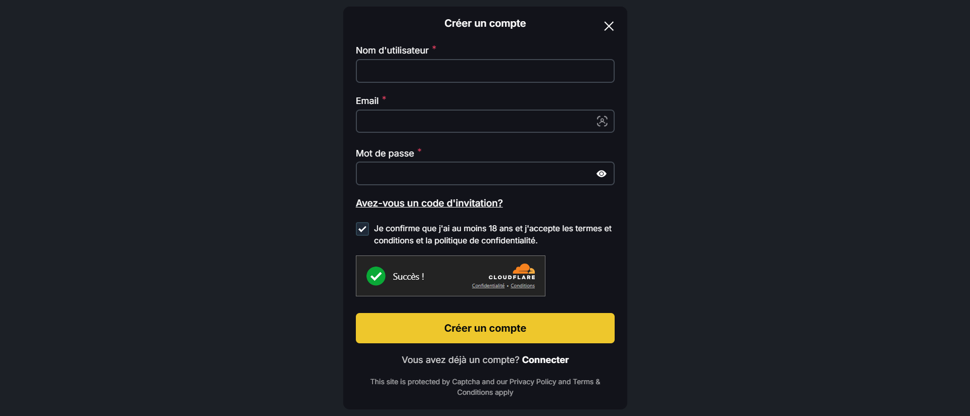 Inscription sur Spinsala Casino